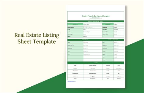 Real Estate Template in Google Sheets