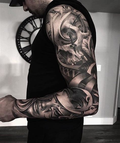 Realistic forearm sleeve tattoo design