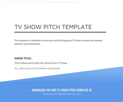 Reality TV Show Pitch Template