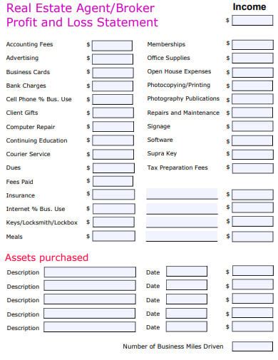 Realtor P&L Template