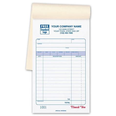 Adding business information to a custom receipt book template