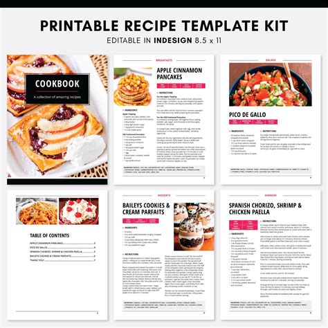 Recipe book template InDesign