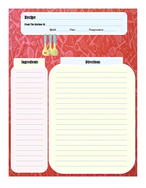 A recipe book template with tricks for use