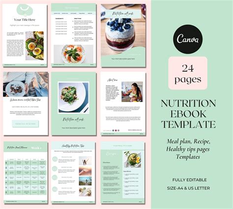 A recipe book template with nutrition facts and a green apple