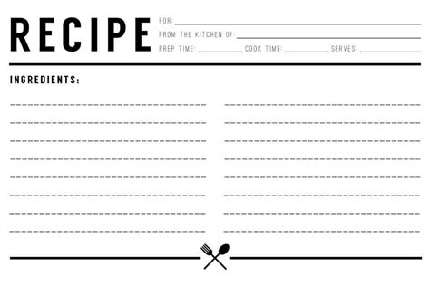 Recipe Card Template Excel Example 1