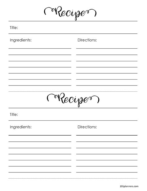 Recipe Card Template Excel Example 7