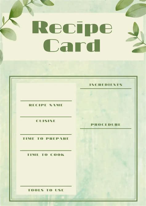 A customizable recipe card template in Google Docs