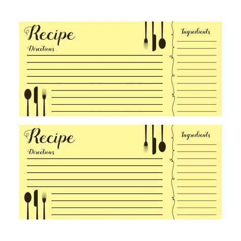 A recipe card template with a list of ingredients