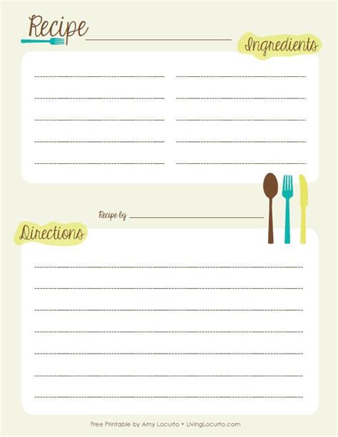 Recipe card template for Microsoft Word