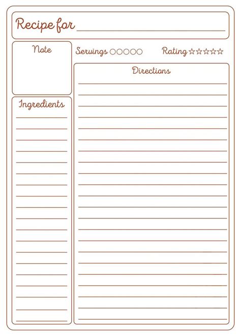 Recipe Card Template with Tables and Borders