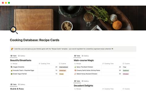 Recipe Database Template