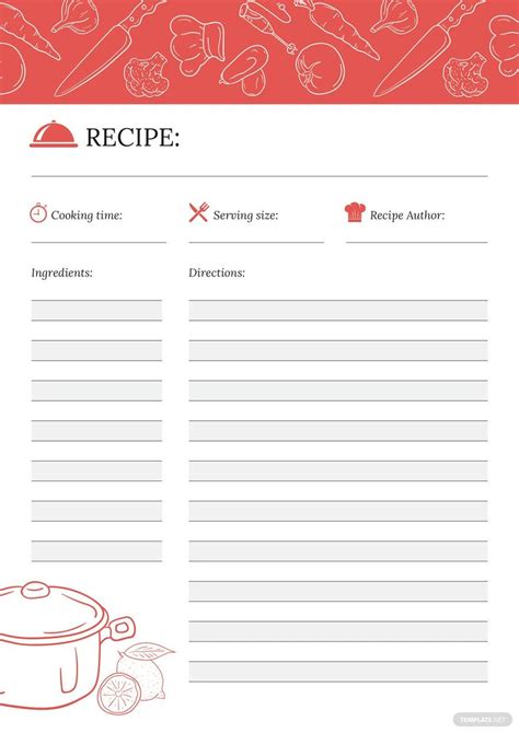 Recipe journal template for Microsoft Word