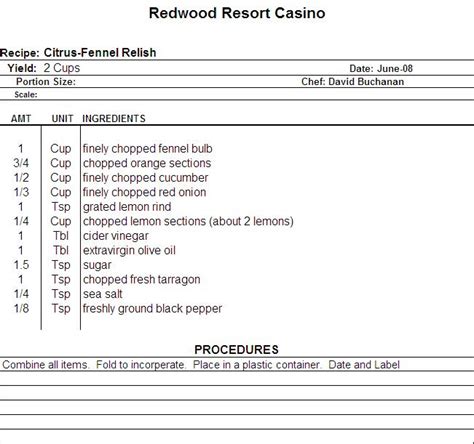 Recipe Template Excel