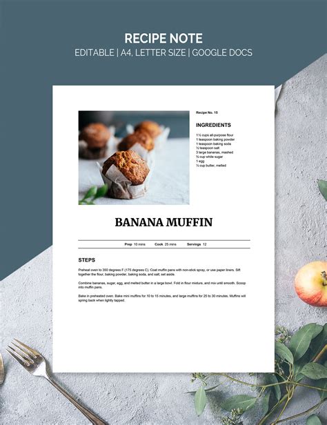 Recipe template for Google Docs PDF