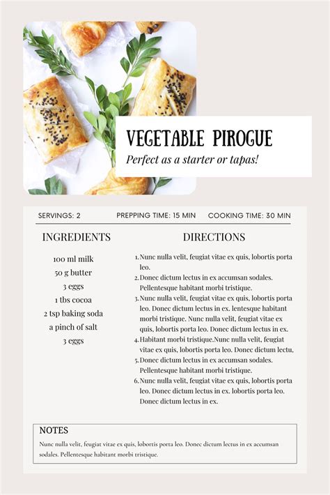 A screenshot of a recipe template in Google Slides