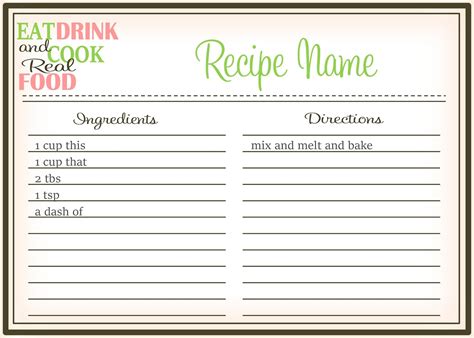 Recipe Template for Microsoft Word