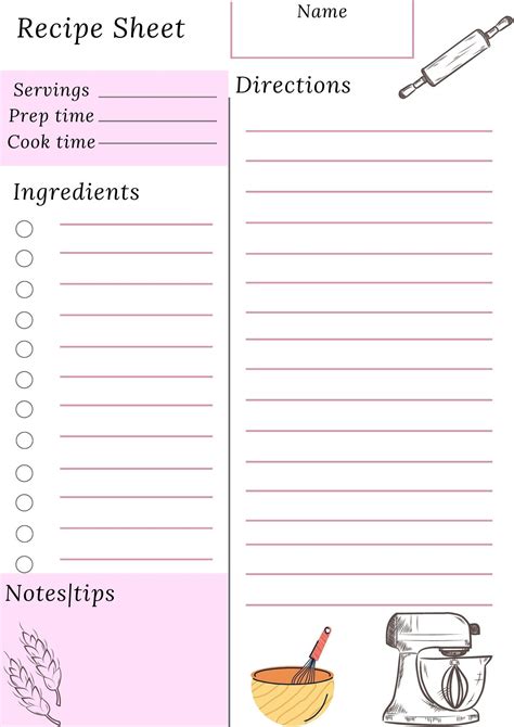 Printable Recipe Template