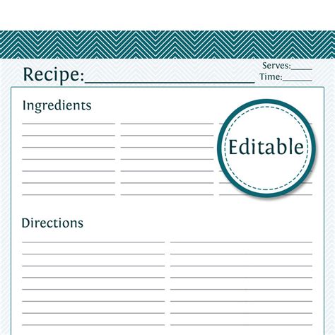 Recipe template for word