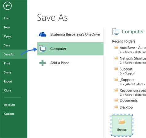 Recover Excel Autosave File