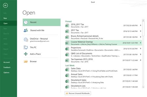 Recover Unsaved Workbooks Feature