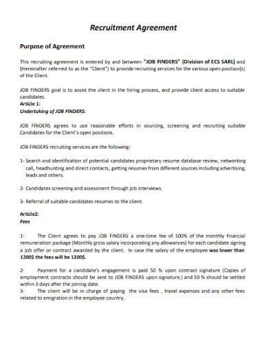 Recruitment Agreement Template Example