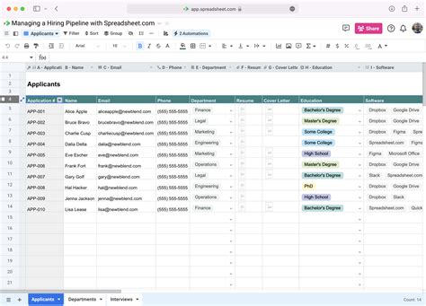 Recruitment Pipeline Template Excel Example