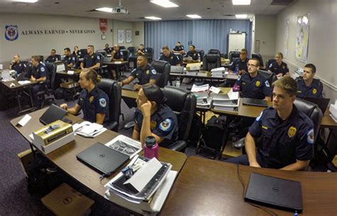 Recruits in a classroom setting