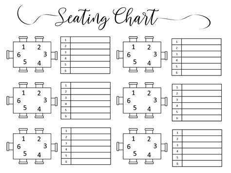 Rectangle Seating Chart Template Example