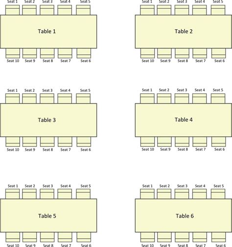 Word Seating Chart Template