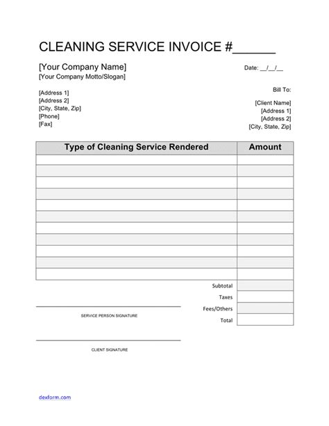 Recurring Cleaning Service Invoice Template