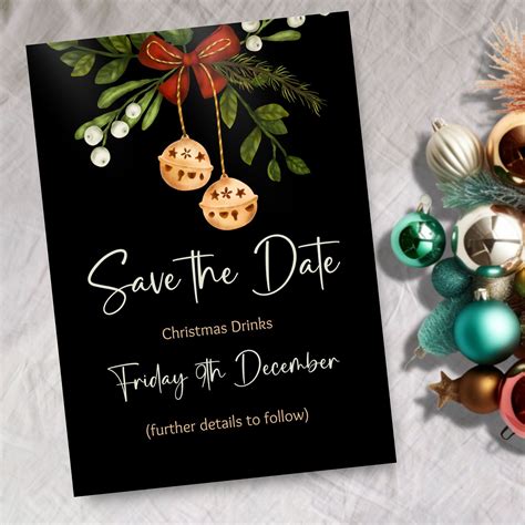 Red and green Christmas party save the date