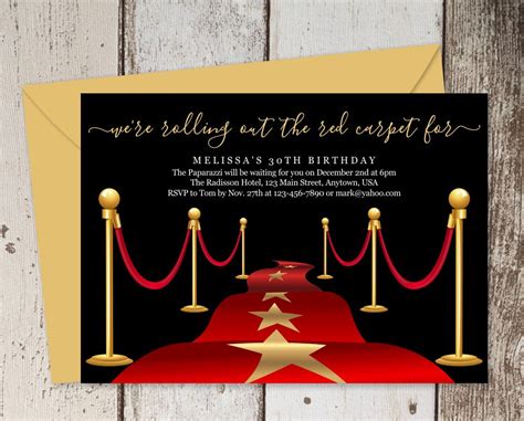 Red Carpet Invitation Template with Gold Accents