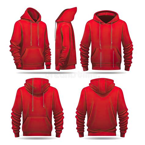 A blank red hoodie template with a white outline