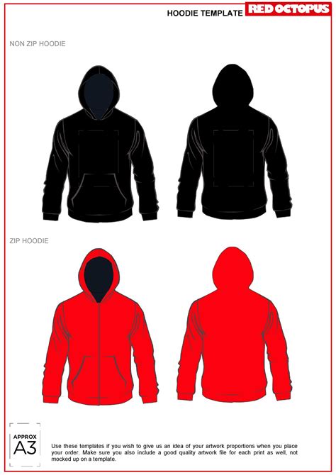 A blank red hoodie template with a brown outline