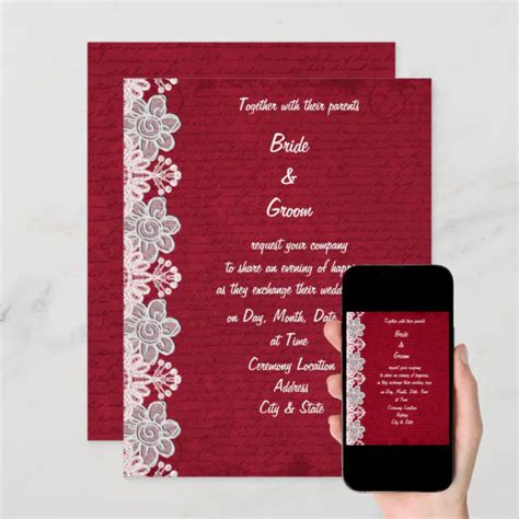 Red Lace Wedding Invitation