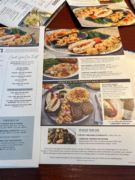 Red Lobster Menu