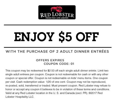 Red Lobster Printable Coupons