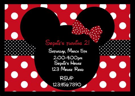 Red Minnie Mouse Invitation Template