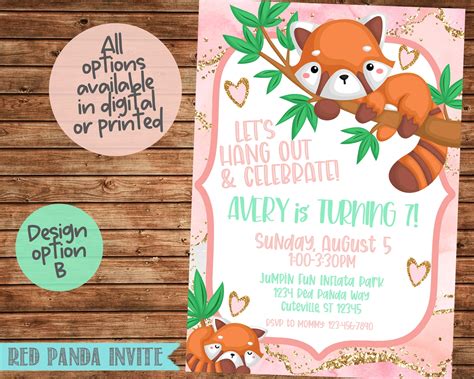 Red Panda Birthday Invitation