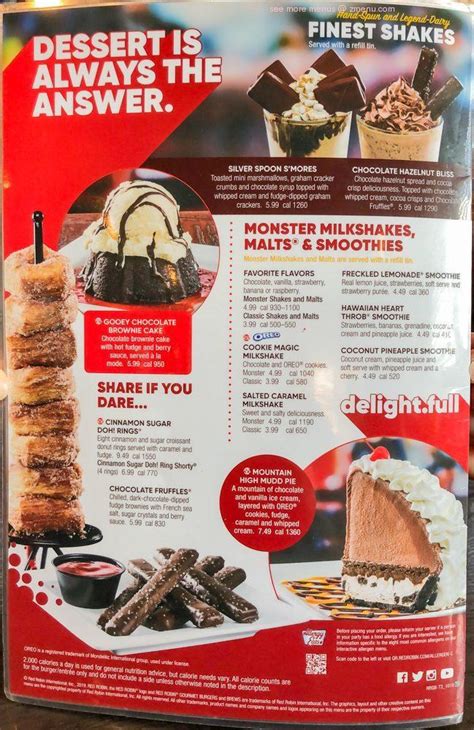 Red Robin Desserts Menu