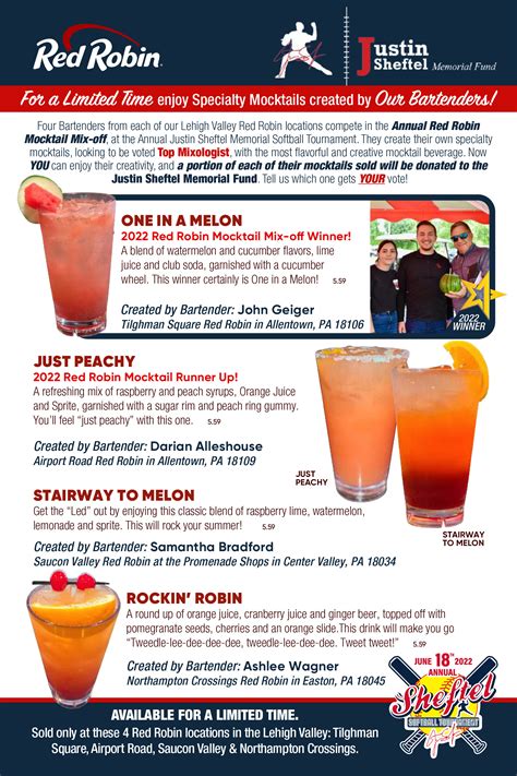 Red Robin Drinks Menu