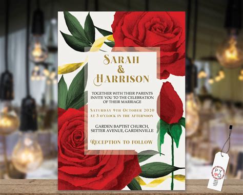 Red Rose Invitation Template Design Ideas