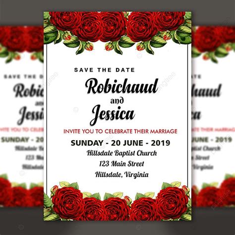 Red Rose Invitation Template Design