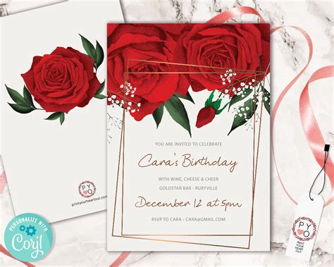 Red Rose Invitation Template Sample