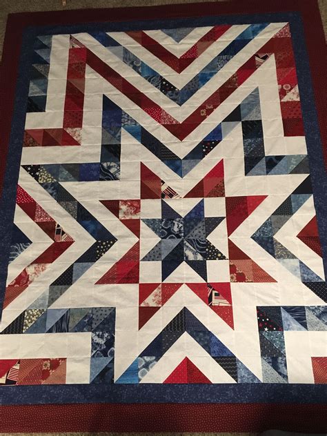 Red, white, and blue quilt pattern for printing