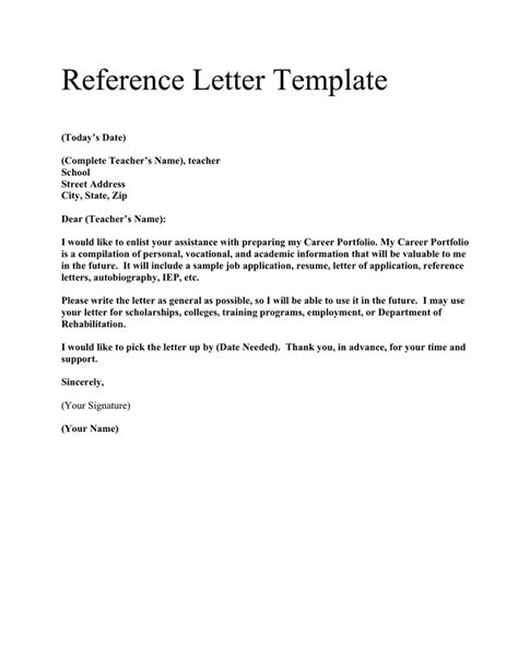 Reference Letter Template Word