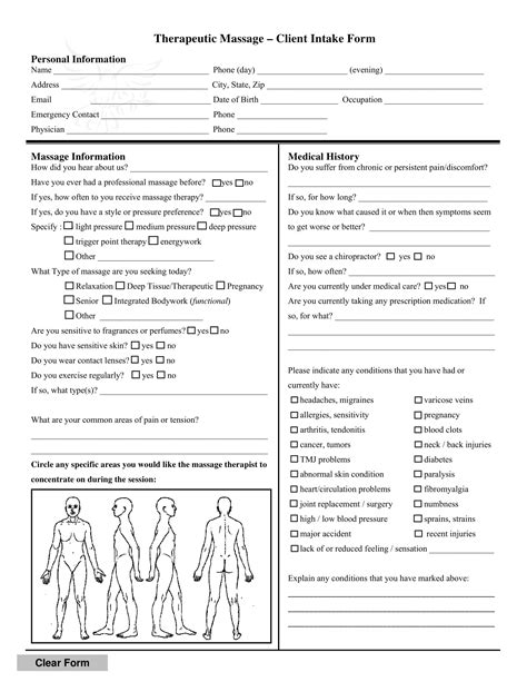 Reflexology Client Intake Form