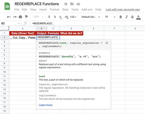 Using the REGEXREPLACE function