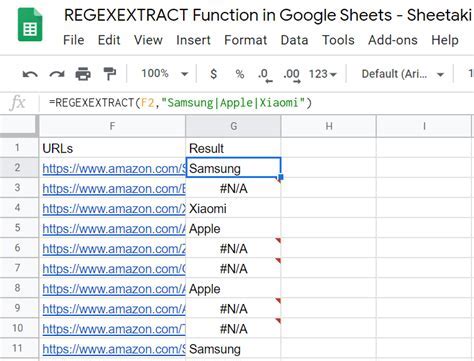 REGEXTRACT function in Excel