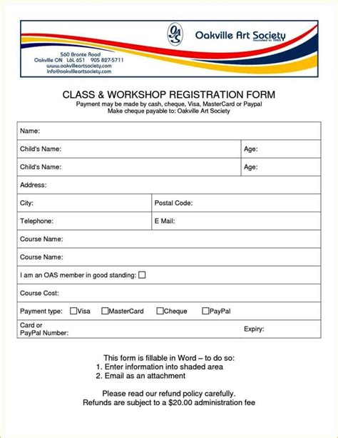 Registration Form Sample Example